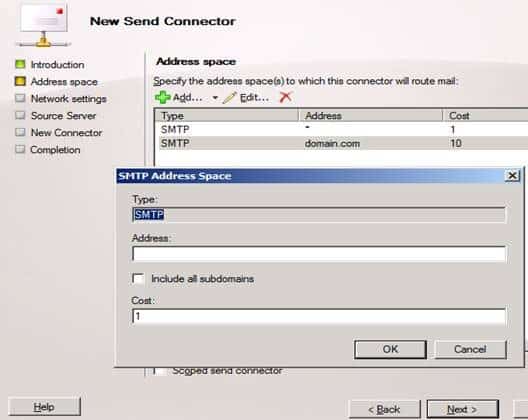 Address Space in Exchange Server