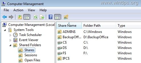Admin$ Share (Credits: wintips.org)