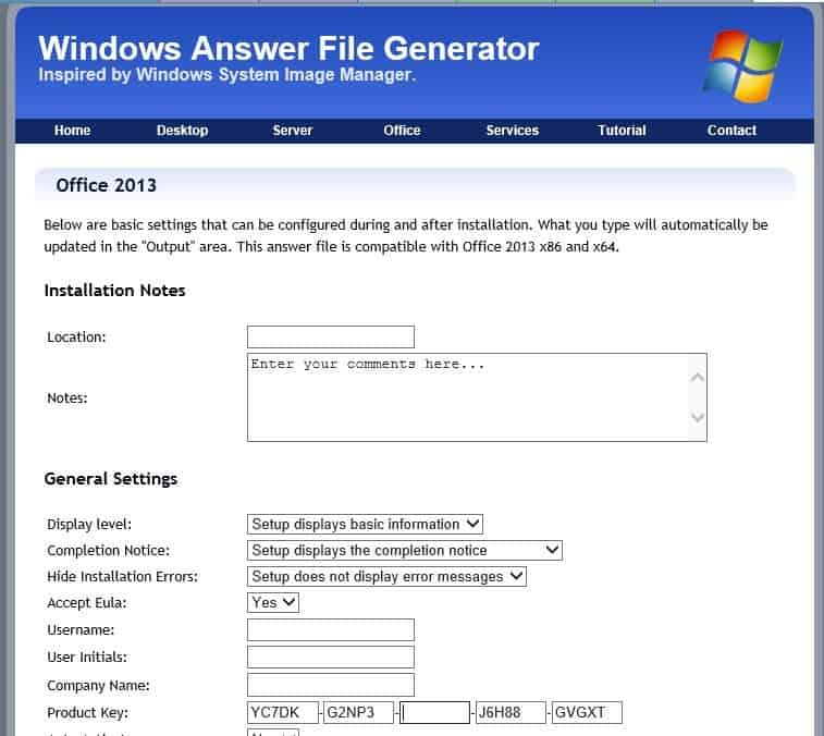 Answer File generator