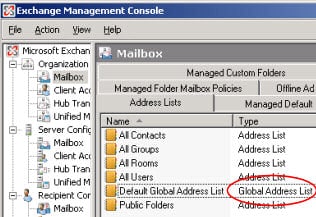 Global Address List (Exchange Management Console)