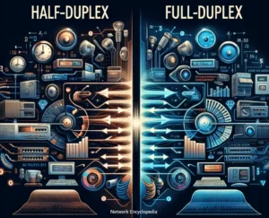 visual distinction between outdated half duplex communication and modern full-duplex communication
