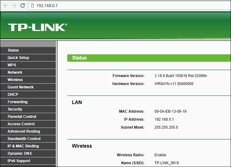 HTMLA - Router administration - Web Browser