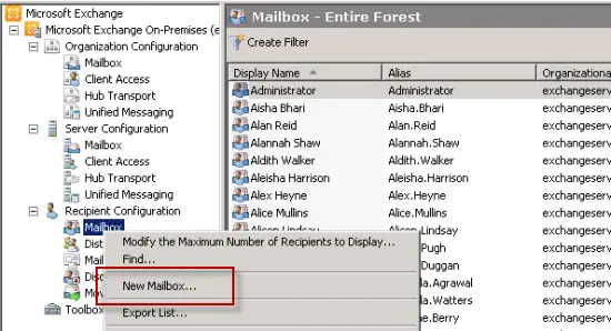 Leaf Object example - Exchange Mailbox