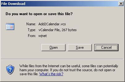 vCalendar file download