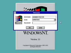 Windows NT 3.1 Login screen
