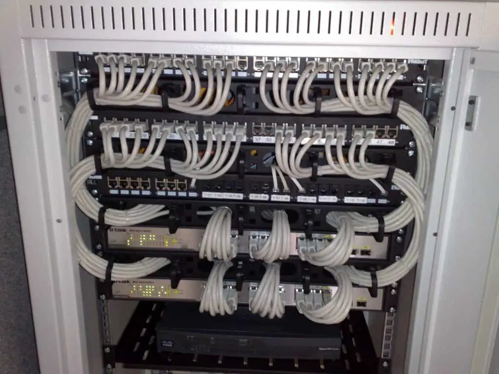 Pach Cables on a 19' Rack conecting patch panels