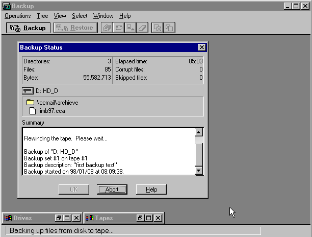 Backup Status (Windows NT)