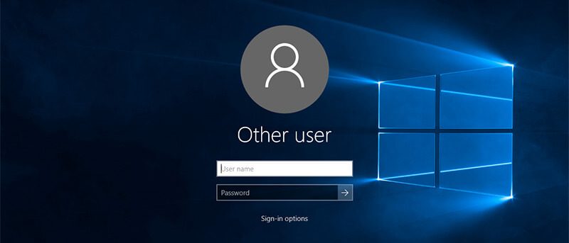 Interactive Logon screen (Windows 10)