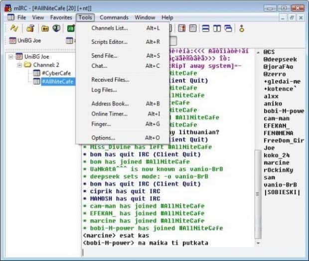 mIRC - most famous Internet Relay Chat software