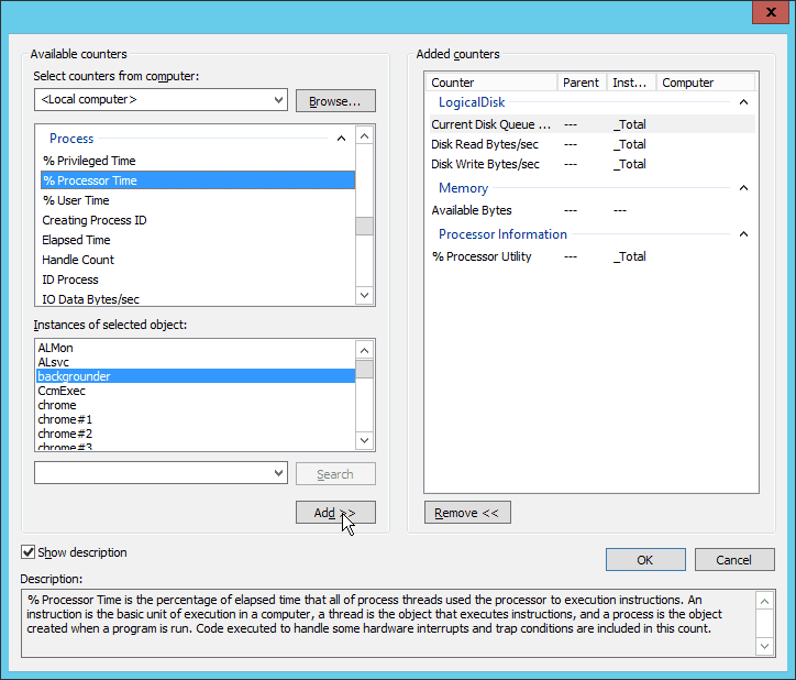 Performance Monitor - Creating a new data collector set