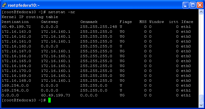 view routing table