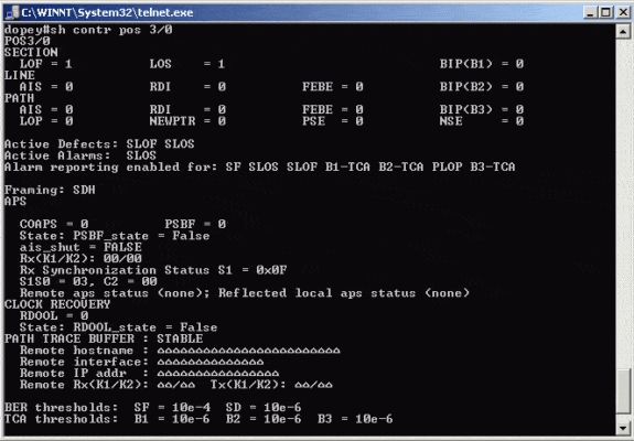 show controllers pos x/y command that displays the status of the SONET controller