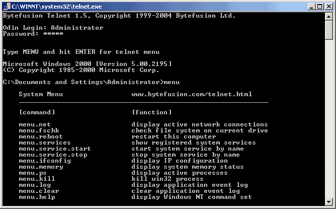 telnet server commands