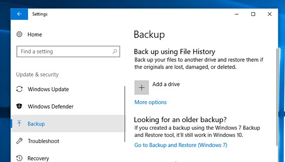 Backup Windows 10 - File History