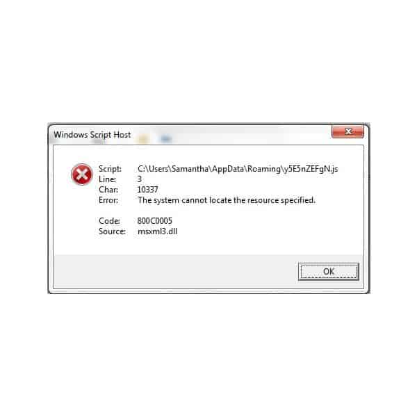 Windows Scripting Host error