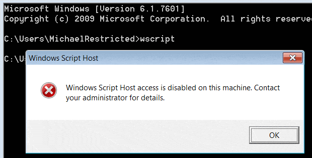 Windows Script Host disable