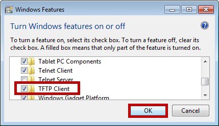 Adding TFTP feature on Windows