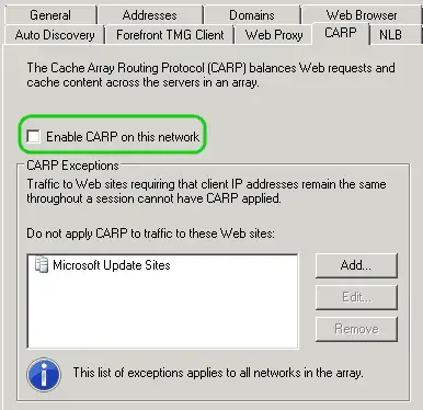 enabling Caching Array Routing Protocol