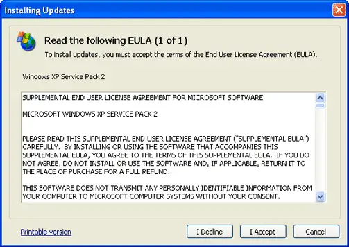 setup cannot find end user licensing agreement