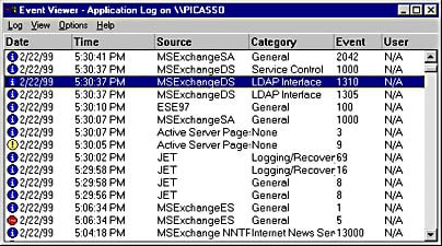 Event Viewer Windows NT/2000 Server