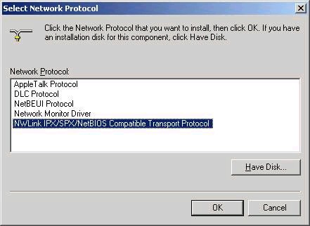 NWLink IPX/SPX-Compatible Transport