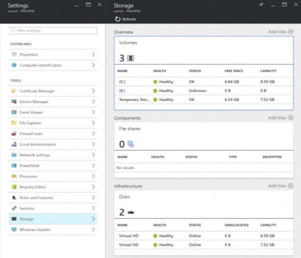 Storage information in System Management Tools