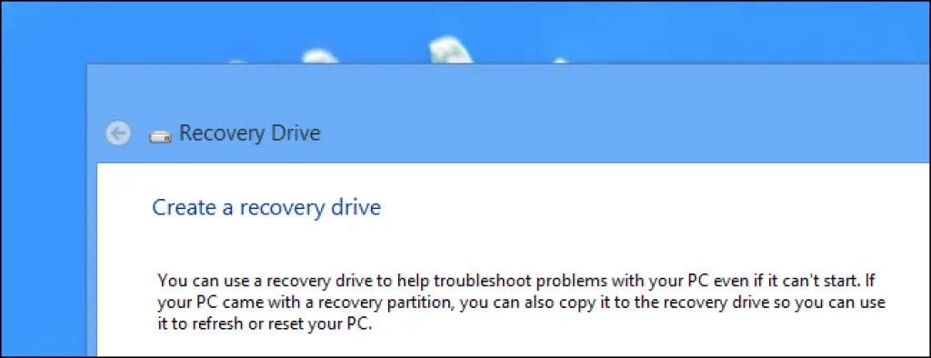 Emergency Repair Disk / Recovery Drive