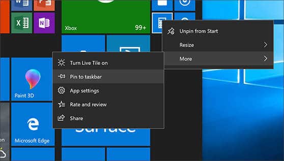 Pin or Unpin an app to the Start menu