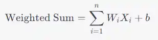 Weighted Summation: i=1∑n​Wi​Xi​+b