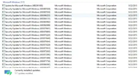 Security patch list (Microsoft)