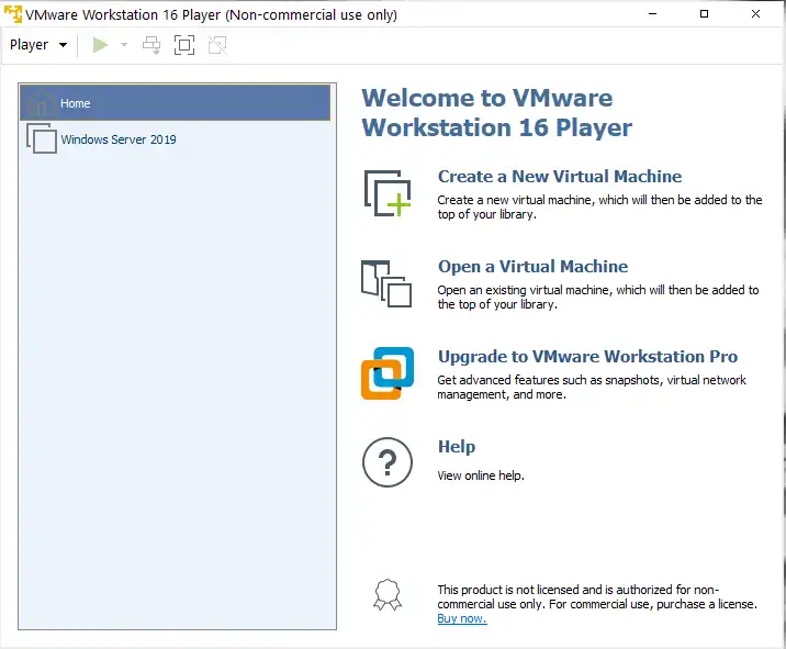 A Virtualized Home Server: Windows Server 2019 Virtual Machine (VMware Workstation 16 Player)