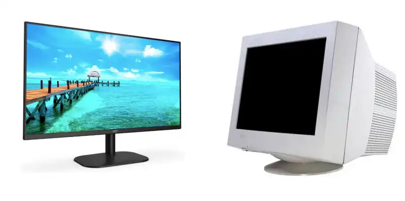 LED Monitor (on the left) vs. CRT Monitor (on the right)