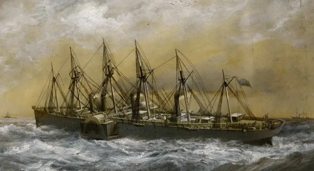 The Great Eastern at sea, 1866
Painted by Henry Clifford,
who designed the paying-out machinery