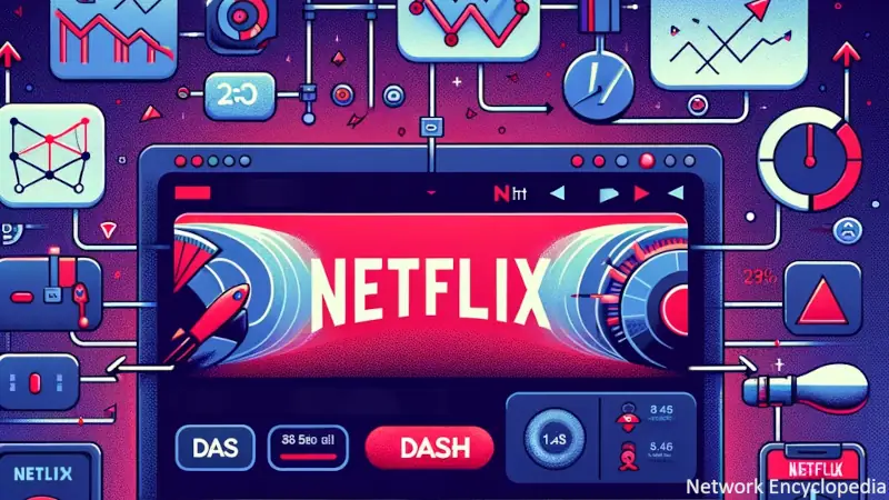 An illustration showcasing Netflix's use of the DASH protocol, depicting how DASH is integrated into their streaming service.