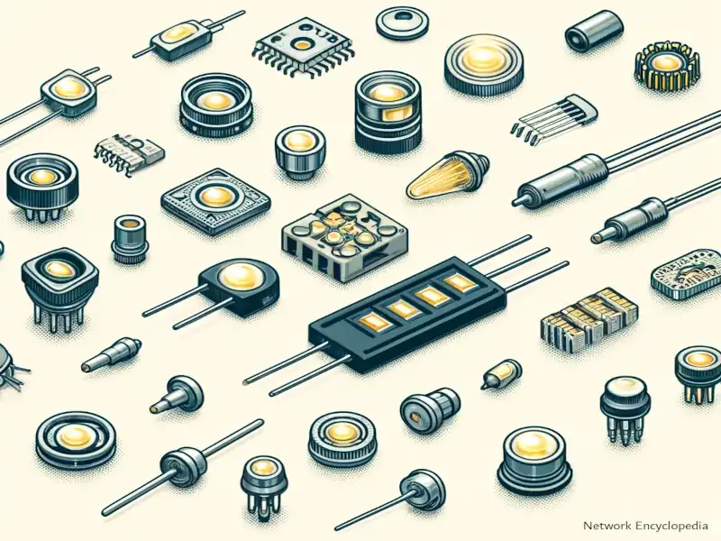 Types of LEDs: image showcasing various types of Light Emitting Diodes (LEDs), including miniature, high-power, and specialized LEDs like infrared and UV.