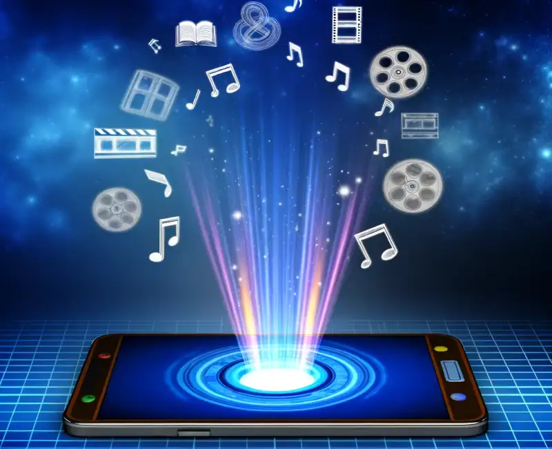 Smartphone as a Teleportation Device: this illustration depicts a smartphone acting as a portal to information and entertainment, enhanced by LTE technology.