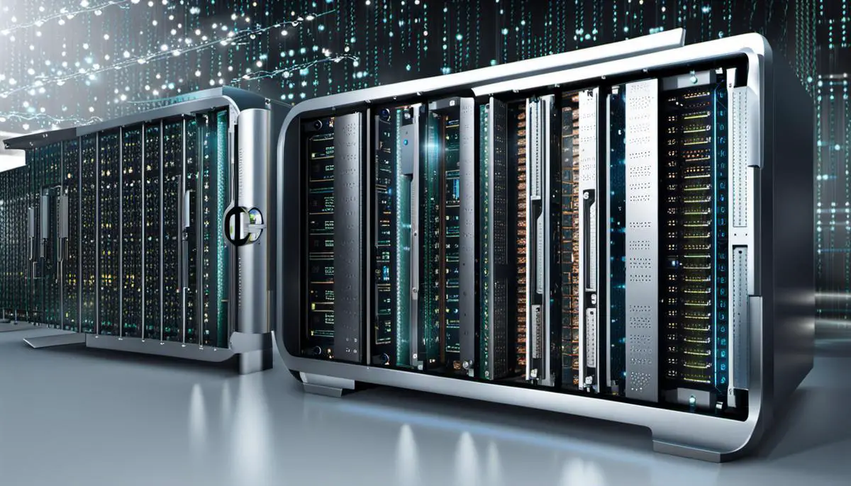 Illustration depicting the importance of protecting critical data, shielded with locks and binary code symbols.